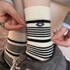 Women's New Autumn and Winter Color Striped Boneless All In One Drum Pile Cotton Socks