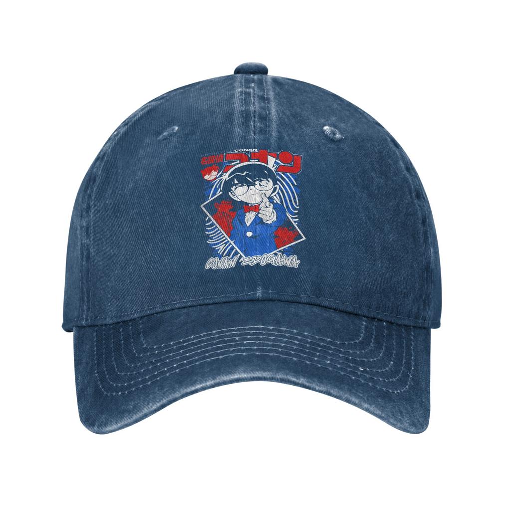 Detektiv Conan Edogawa Baseballkappen Klassische Distressed Denim Anime Manga Snapback Hut Unisex Outdoor Verstellbare Passform Kappen Hut