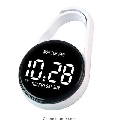 Reloj Electrónico Táctil Pequeño Reloj de Bolsillo Colgante con Pinza para Mochilas 3XUF