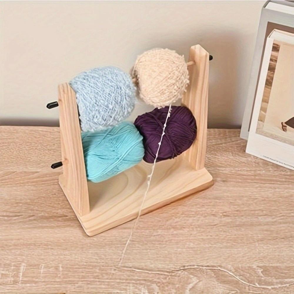 Double Layer Wool Storage Rack Vertical Rotating Yarn Spool Organizer Wooden Yarn Holder  Sewing