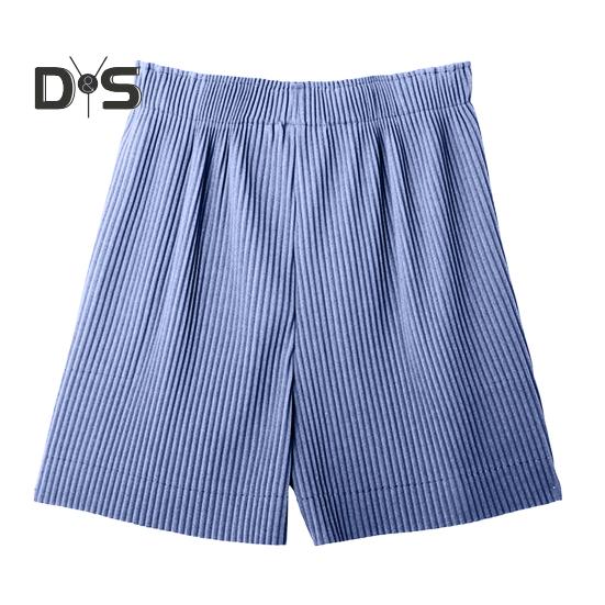 Women Shorts Elastic High Waist Ribbed Design Solid Color Casual Loose Fit Shorts Summer Wide Leg Shorts