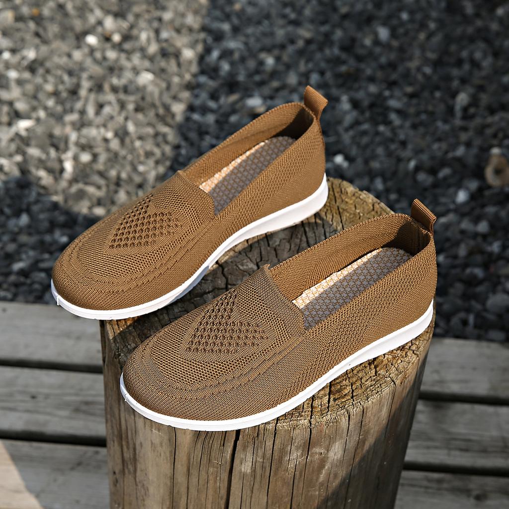 Frühling Sommer Neue Fliegenweberei Slip-On Schuhe Leichte Atmungsaktive Flache Loafer