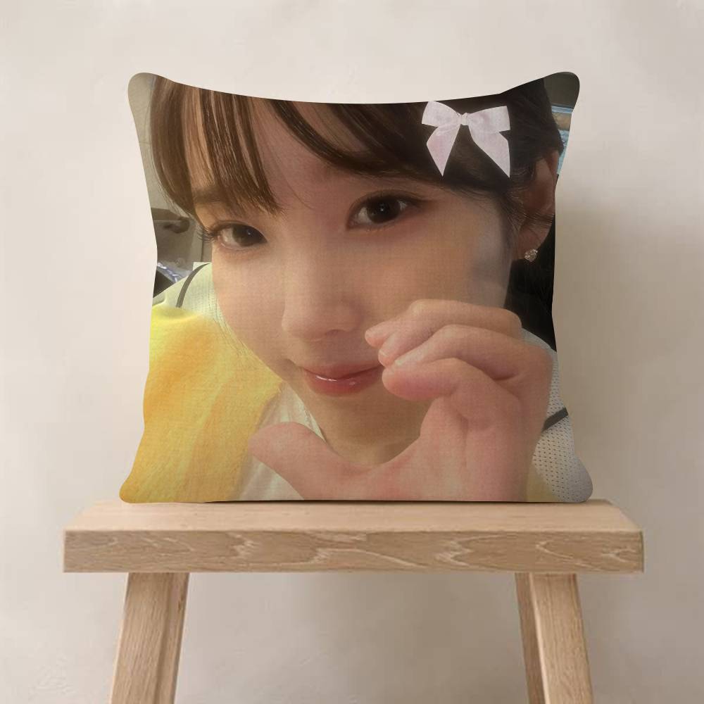POP Korean Singer I-IU Pillow Covers Cartoon Sofa Decorative Home Double-sided Printing Short Plush Cute Cushion Cover