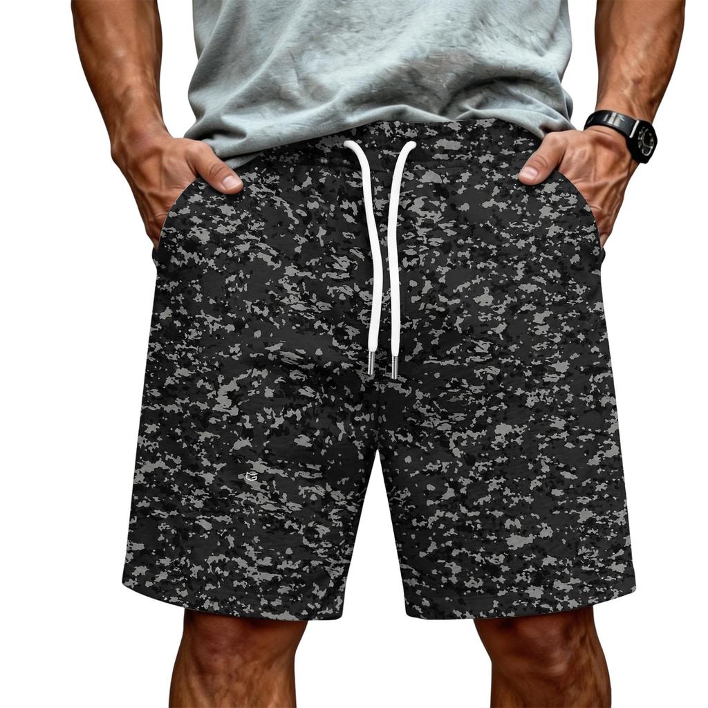 Herren Kordelzug Taille Lässige Sportshorts Entspannte Passform Atmungsaktives Gewebe Camouflage-Print Sportbekleidung für den täglichen Gebrauch