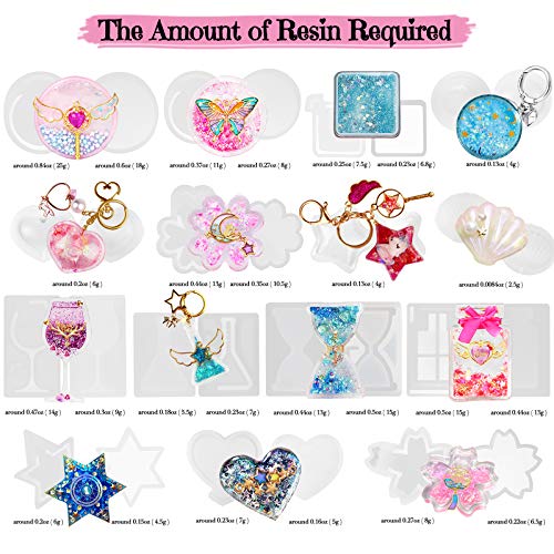 FUNSHOWCASE Shaker Mold Set, Resin Keychain, Strap, Silicone Mold, Film, Holographic Mold, Slicing Stick, Dropper, DIY Beginner Tools, Julie, 133-Piec