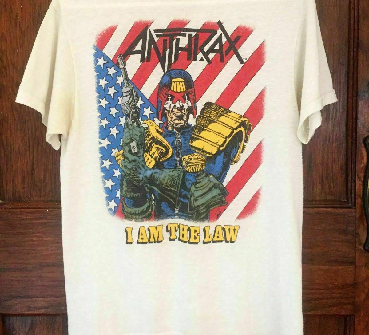 1987 ANTHRAX Vintage T-Shirt Mens Womens Tees Top Among the Living Judge Dredd Men A108 2XL