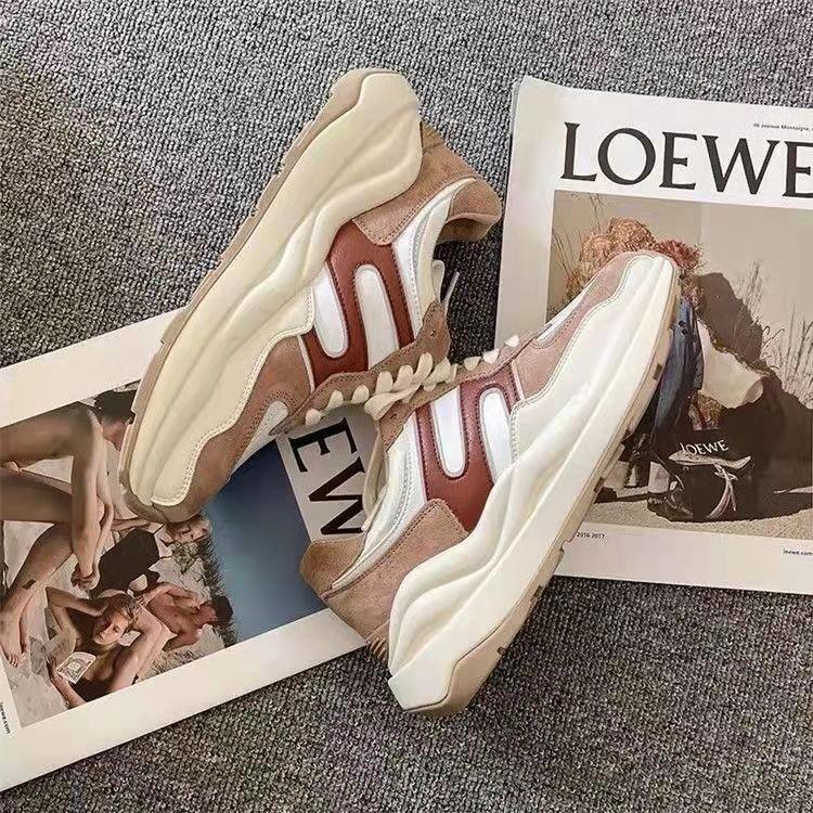 Khaki retro dad shoes women's 2025 autumn and winter new rubber soft-soled muffin platform women's casual sports shoes