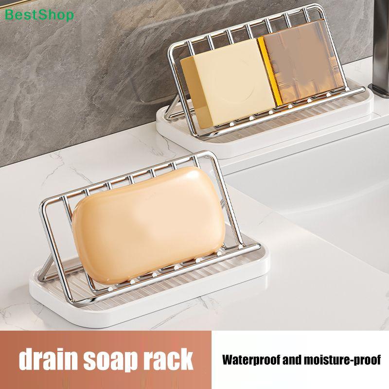 Stainless Steel Soap Rack Kitchen Bathroom Sink Shelf W Drainage Tray Rust-resistant Saver Basket For Kitchen Bathroom Accessory