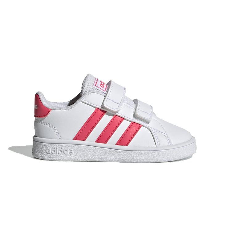 Adidas Neo GRAND COURT Low top Skateboard Shoes White Pink Infant And Toddler EF0115