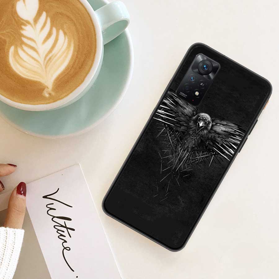 Raven Crow Skull Pattern Phone Case For Xiaomi Redmi Note 12 Plus 12S 11 11T Pro 5G 11E 11S 4G 10 10S 9 9S 9T 8 8T 7 6 5 Cover S