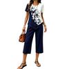 European and American Cross-border TK Amazon Temu2026 Summer Fashion Printing Irregular Top Cropped Pants Two-piece Set