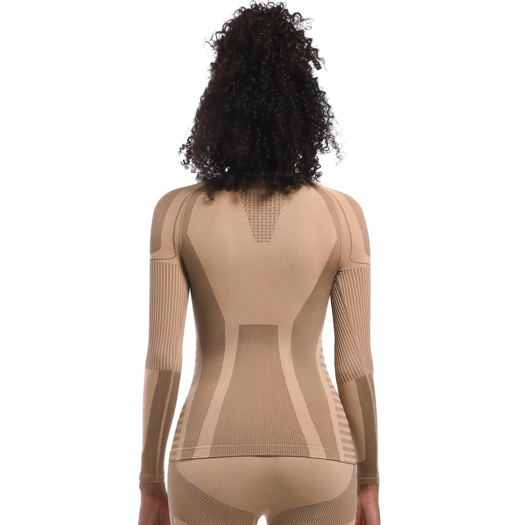 Nessaj High Stretch Seamless Yoga Long Sleeve Women Exercise Running T Shirt Solid Colour Fitness Top