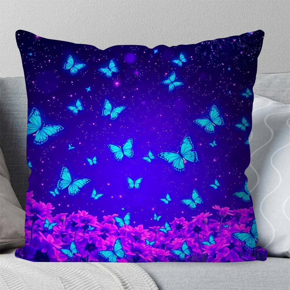 Magical Colorful Butterfly Pillow Case Fashion Square Pillowcase Bedroom Sofa Room Ins Decoration Leisure