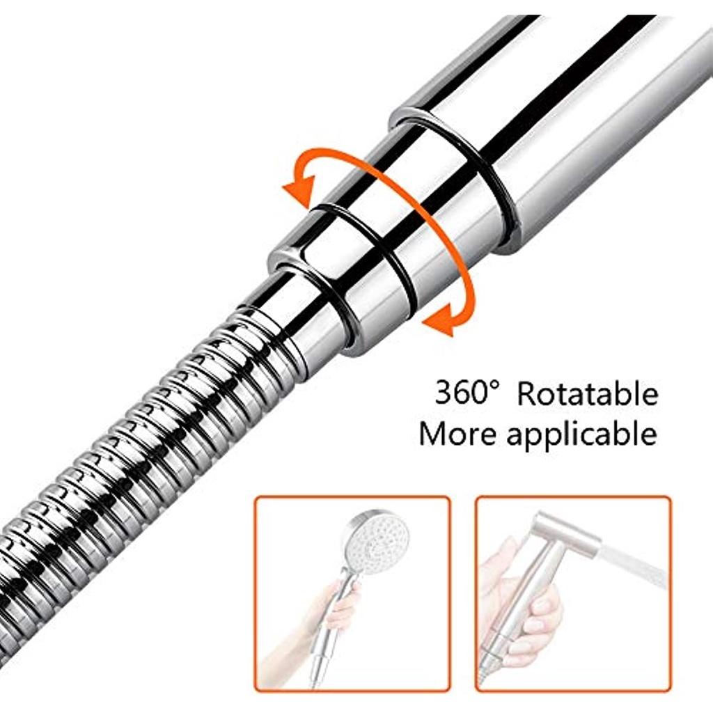 Prysznic ze stali nierdzewnej elastyczny (G1/2 cala, 150CM), Rura prysznicowa z zabezpieczeniem przed skręcaniem, srebrna/chromowana