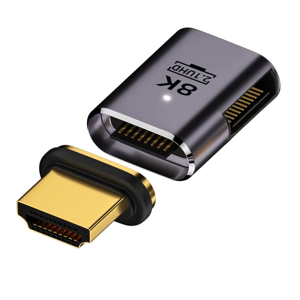 8K HDMI-Compatible 2.1 Magnetic Adapter HDMI-Compatible Magnetic Extension Adapter 8K/60Hz 4K/120Hz 48Gbps for HDTV Laptop