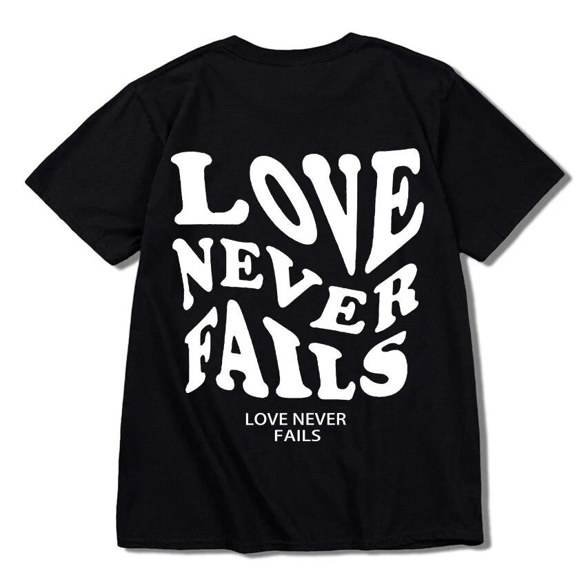 

LOVE NEVER FAILS унисекс футболка в стиле хип-хоп уличная футболка с буквенным принтом Harajuku летние свободные топы унисекс футболки Swag рубашки унисекс