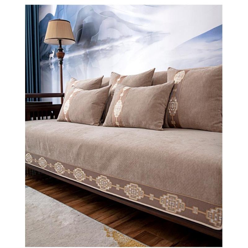 Solid Wood Sofa Cushion for Living Room Chenille Non-slip Couch Cover Corner Sofa Towes Seat Pad Home Protection Covers
