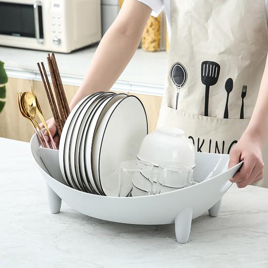 Countertop Dish Rack Plastic Dish Drying Rack Tableware Holder Bowl And Utensil Holder with Drainage for Kitchen Counter Sink