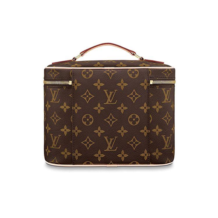 Louis Vuitton Chiusura a Zip Tela e Pelle Borsa per Trucco Borse da Donna Marrone M42265