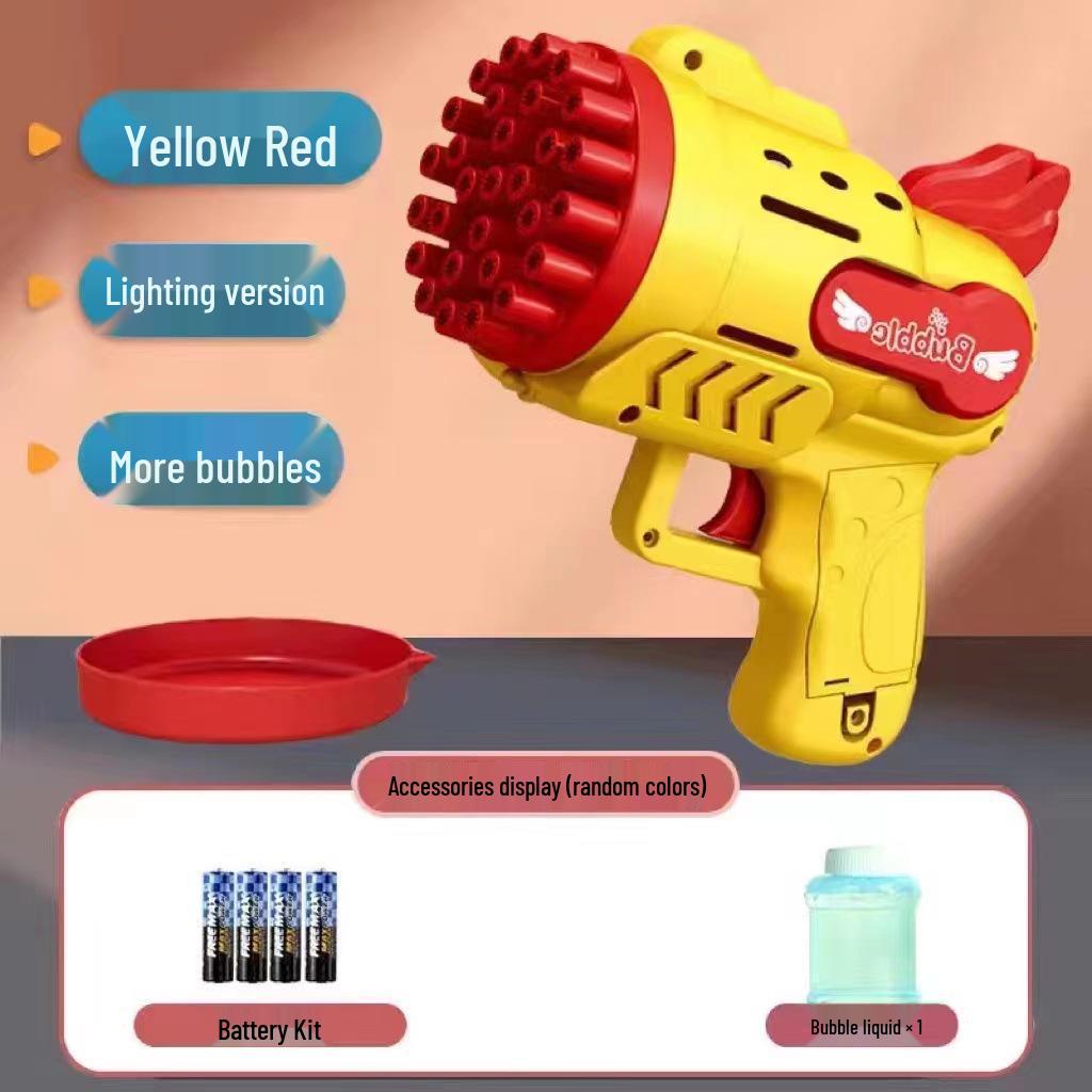 Cross 29-Hole Airplane Bubble Machine Kids' Toy - Multi-Hole Gatling Bubble Gun with Lights