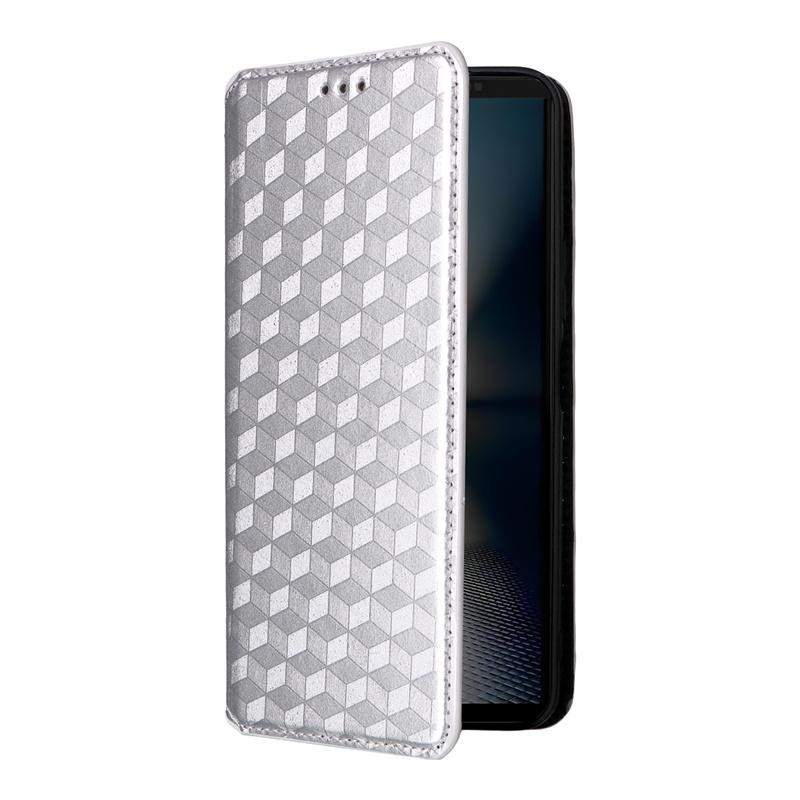 For Natural AI Phone stereoscopic lines flip wallet skin PU case purse For Natural AI Phone 3D Magnetic Phone Cover For Natural AI Phone серебряный