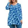 Dames pluss størrelse topp, hageskrage langermet skjorte, moteriktig blomsterprint avslappet topp