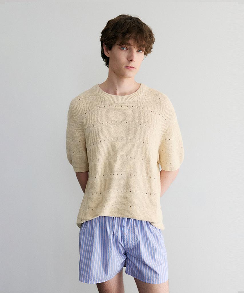Le Mad Boucle Scallop Round Half Knit - Beige