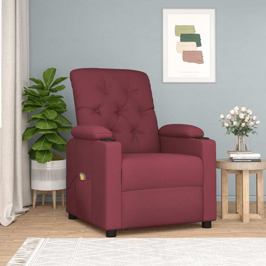 Massage Chair Burgundy Fabric