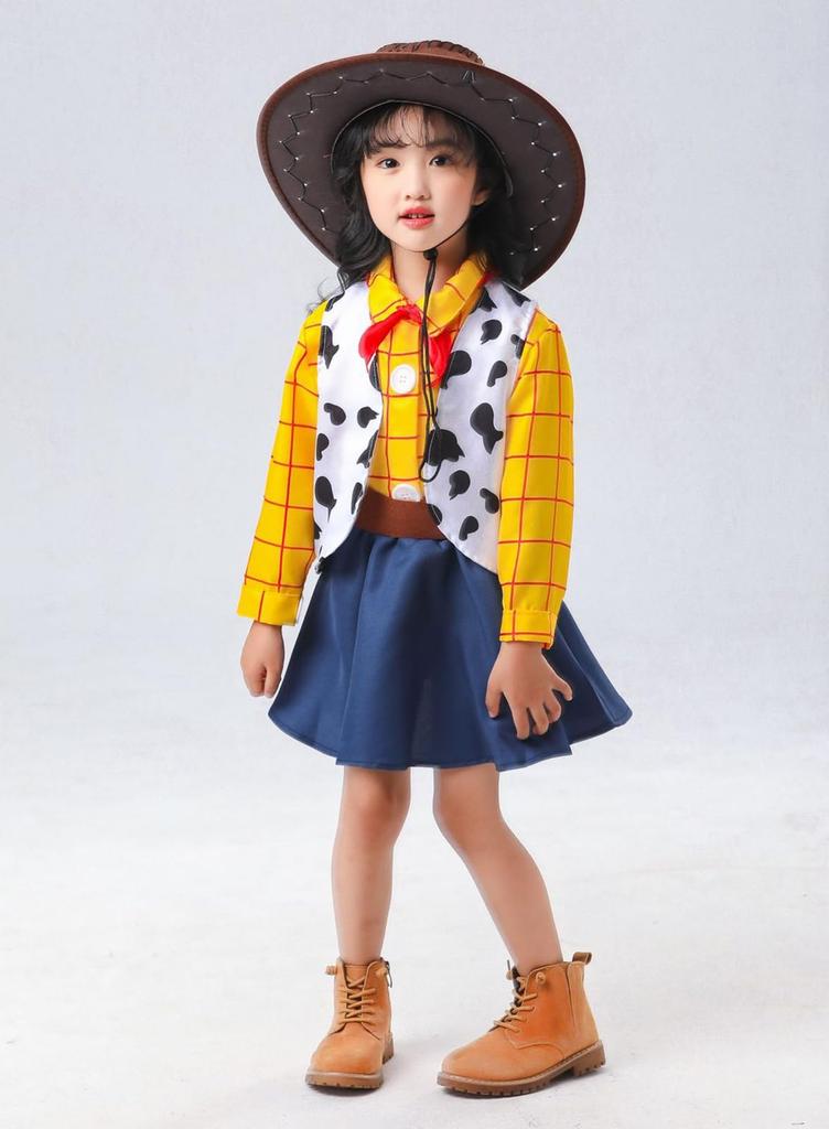 [SCLYX] Woody Cosplay for Girls, Cute Halloween Costume for Girls, Perfect for Preschool, Halloween, or Events, #23065 (Girls, Height 130cm)