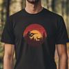26 Hunting T-Shirt, Deer and Hunter, Sunset, Retro Wilderness Design for Men, G Unisex T-Shirt