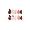 Red And Blue Polka Dot Tortoise Shell Wearable Nails Candy Stripes French Short Almond Manicure Patches Wearable Fake Nails