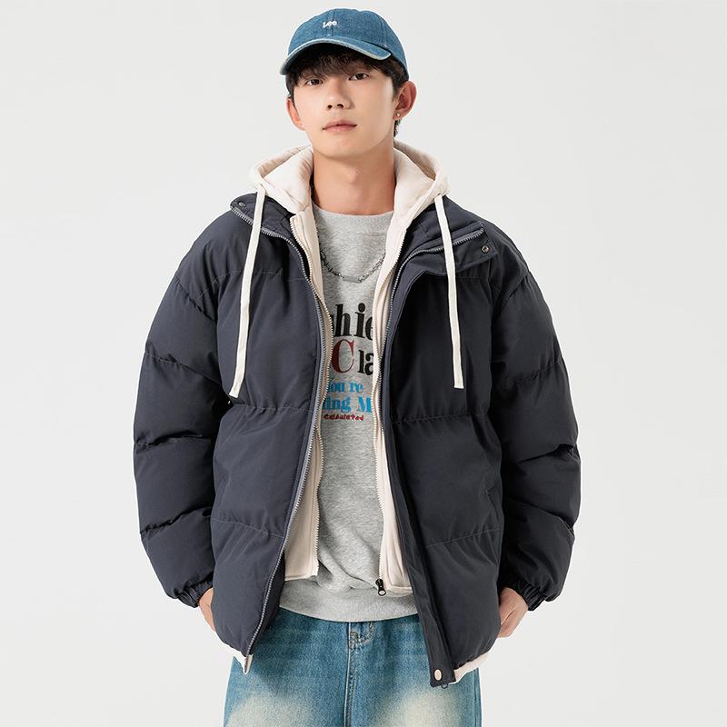 

Fake two cotton clothes for men and women, autumn youth bread clothes, fleece thickened cotton jackets, men s cotton clothes 3XL темно-серого