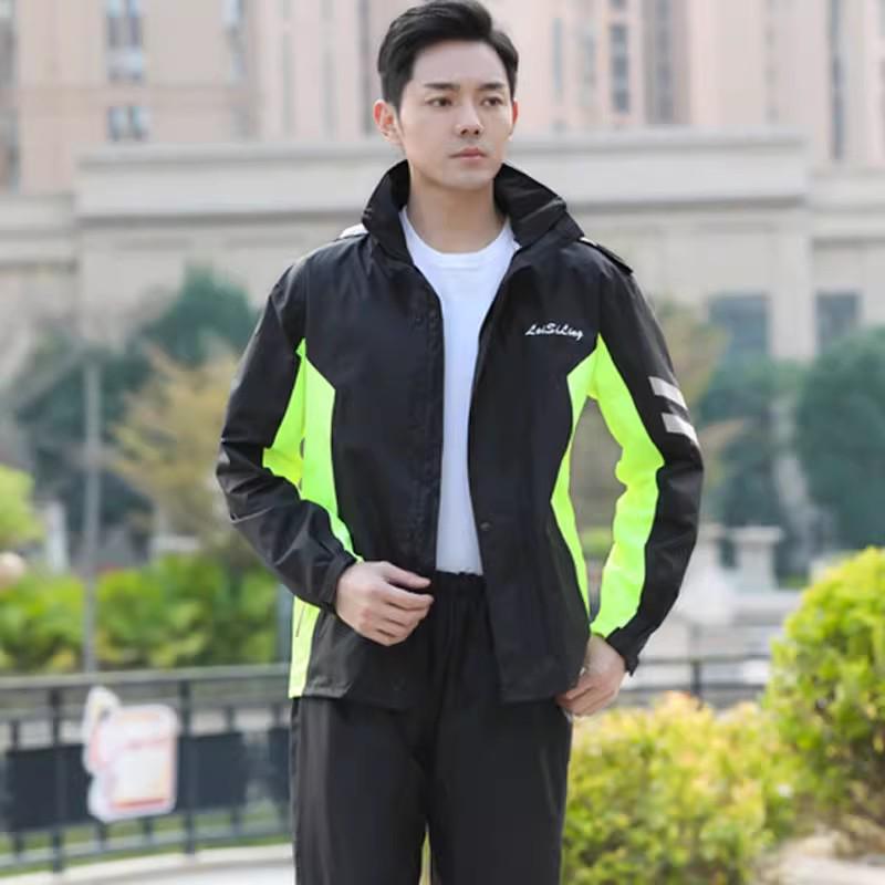 Men's and Women's Reflective Waterproof Raincoat and Pants Set for Riding and Takeaway