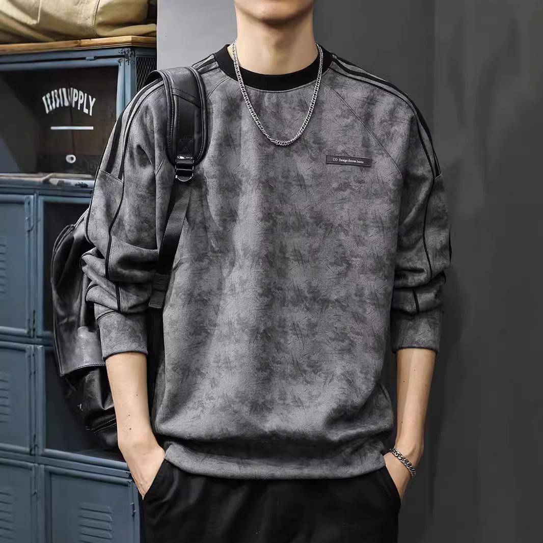 Американский модный бренд ретро стираный мужской свитер осенний полосатый свободный топ — фото 5