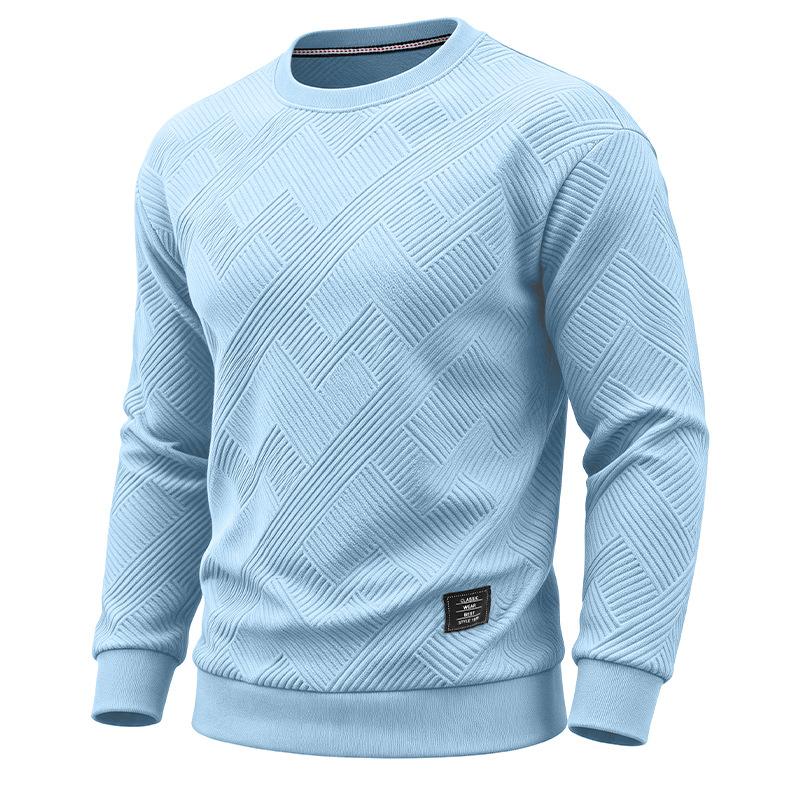 Men's Crew Neck Sweatshirt Long Sleeve Loose Fit Solid Color Autumn Winter Casual Thick Pullover Hoodie