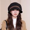 Polyester Beret for Women - Elastic Pleated Octagonal Cap with Short Brim, Packable Drawstring Beret