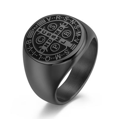 Vintage Herren Exorzismus Ring Jesus Kreuz Schutz Ring für Männer Glück Gebet Schmuck