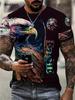 Ferocious Eagle Head Red Splash 3D All Over Print Short Sleeve T-Shirt Casual Street Top