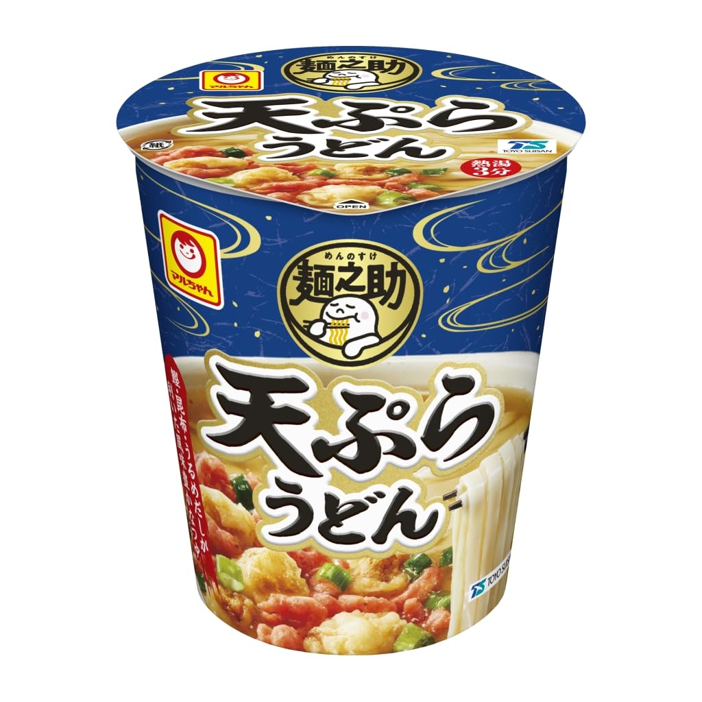 Maruchan Mennosuke Vertical Tempura 60g X 12 Cups Instant Udon Japan Refreshing with by Toyo Suisan Udon, (Cup Udon/Cup Noodles), (Western Style,