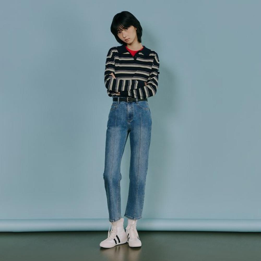 Lap Slim Pintuck Stretch Straight Denim Pants As1dp261 BK (black)/S