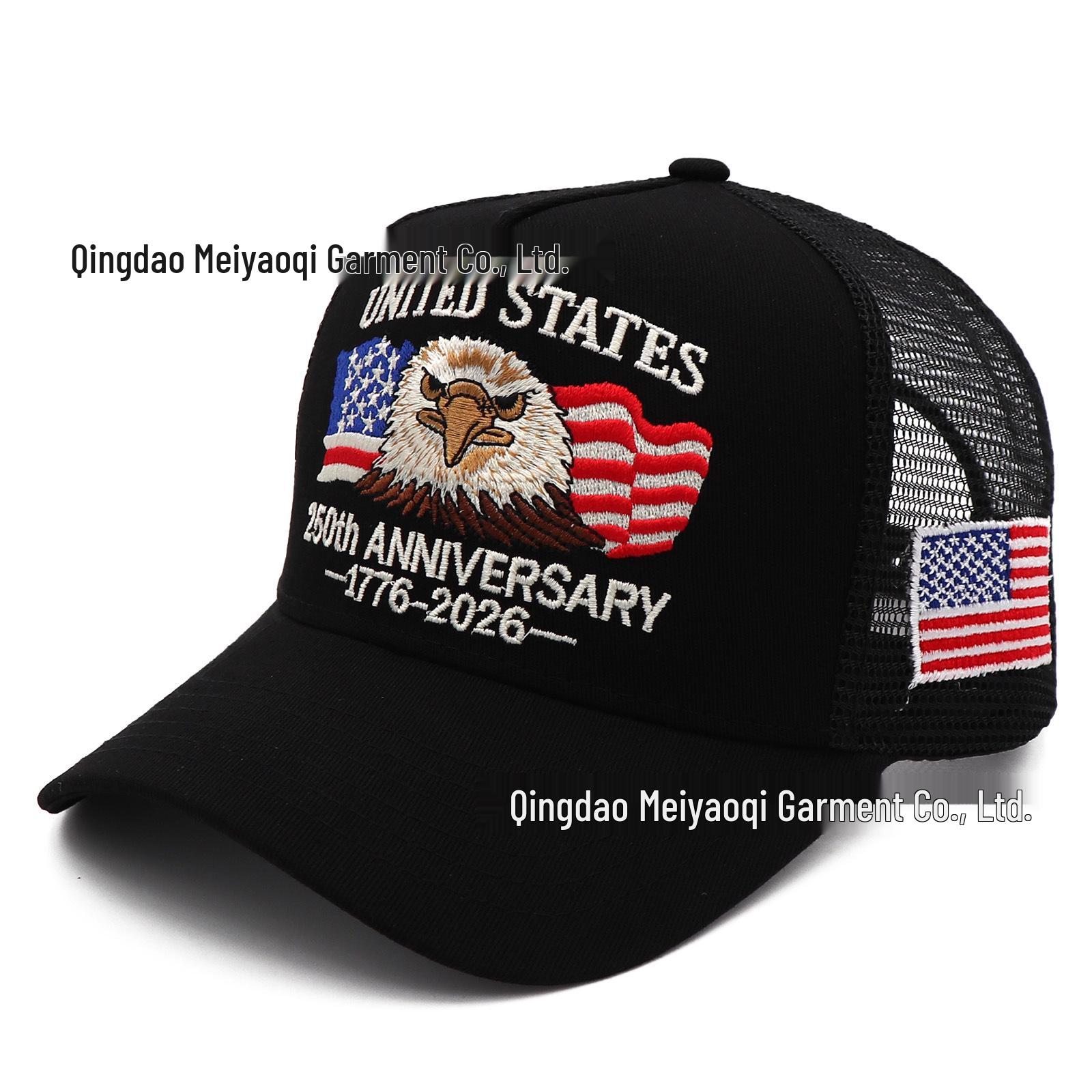 1776-2026 US 250th Anniversary Eagle Flag Embroidered Mesh Baseball Cap Adjustable чёрный