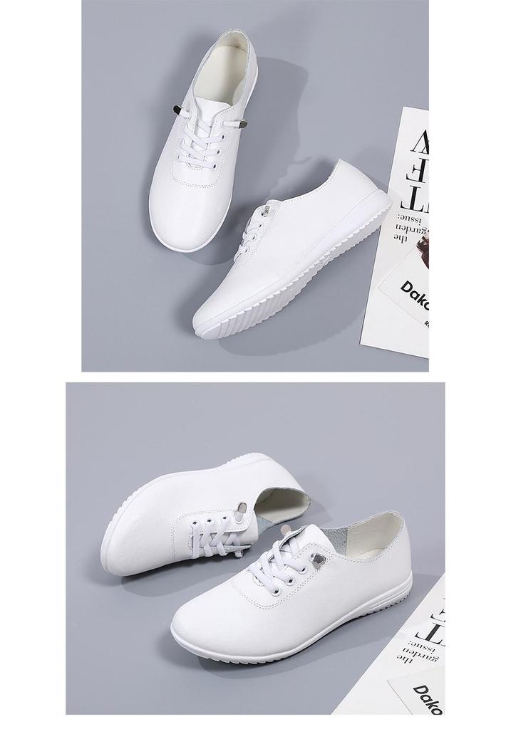 Mocasin de primăvară/toamnă pentru femei - Pantofi casual din piele cu talpă moale, albi (Marimea 41)