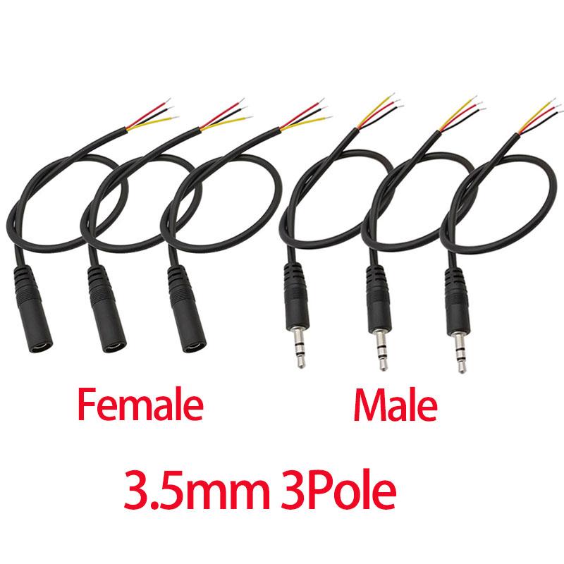 3Set 25/30cm 2.5mm 3.5MM 2/3/4 Core 2pole 3pole 4pole Mono Stereo Male Female Audio Extension Cable Headset Aux Connector