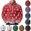 Men's Christmas Print Flannel Zip-Up Sweatshirt with Stand Collar, Plus Size Casual Top for Fall Winter