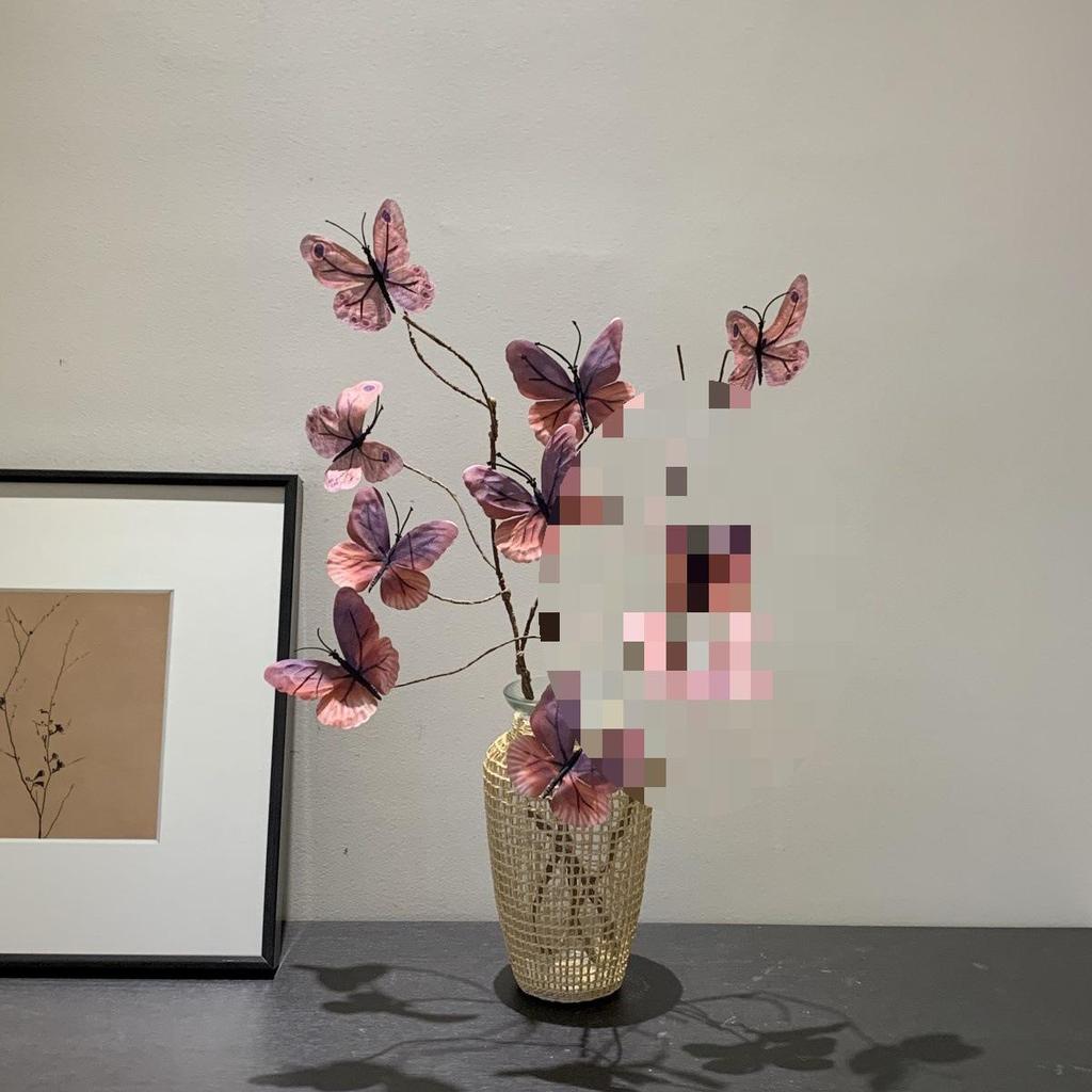 Luxury Artificial Butterfly Flowers in Glass Vase for B&B, Coffee Shop, and Home Decor