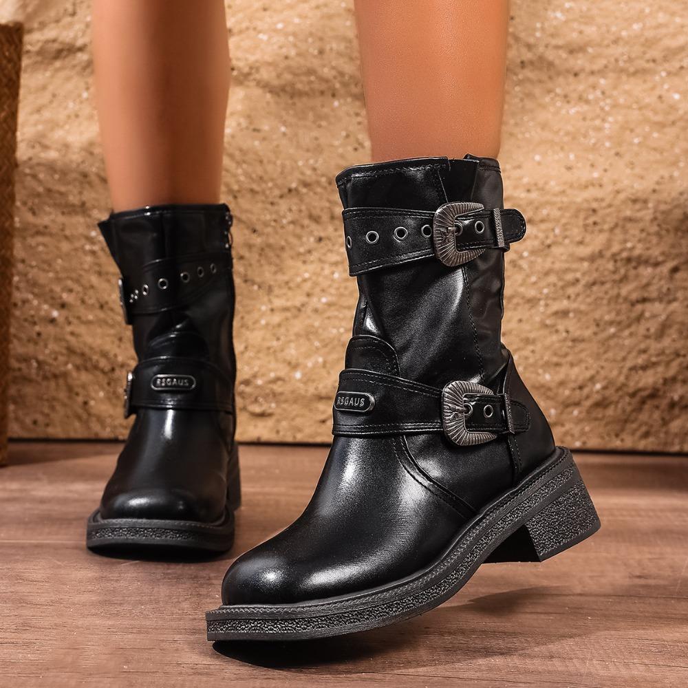 2025 Fashion Boots - Black and Brown  Adult Style with Metal Rivets  Boots with Platform