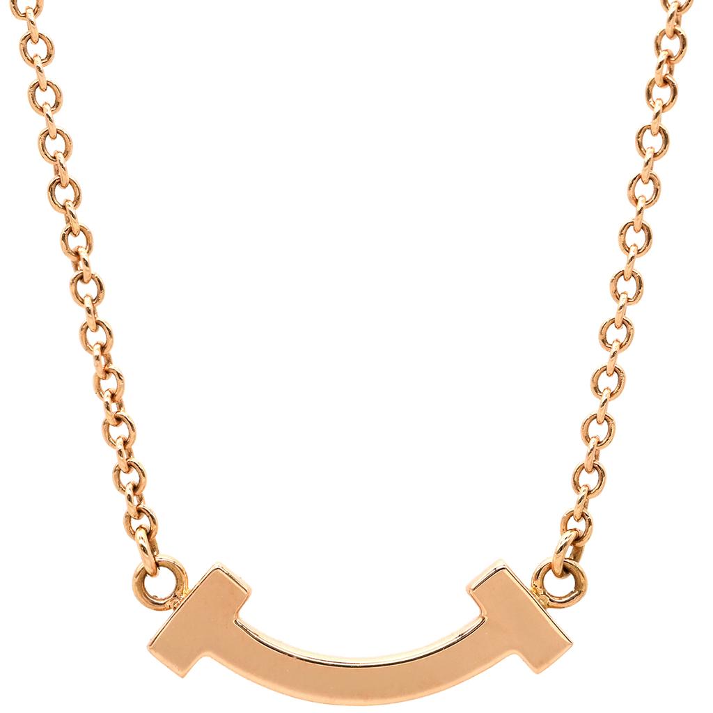 TIFFANY & CO T T Smile Mini DiamondNecklace 18K Pink Gold/diamond Array
