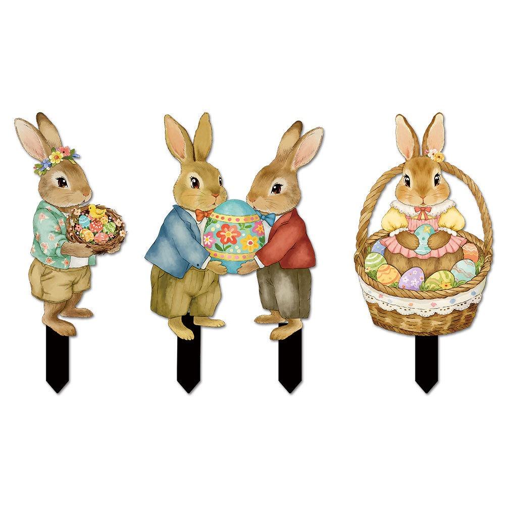 

1 Set Cartoon Rabbit Easter Bunny Garden Decoration Multicolor PVC Rabbit Lawn Ornament Ornament Garden Stake Festival Supplies