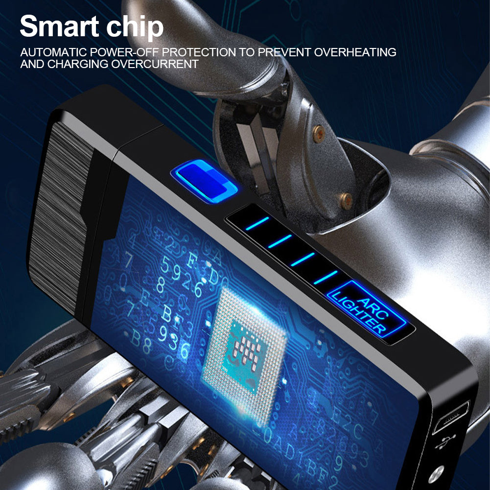 1Pc New Windproof Metal USB Lighter Torch Lighter Jet Dual Plasma Arc Lighter Gas Electric Butane Chargeable Pipe Cigar Lighter