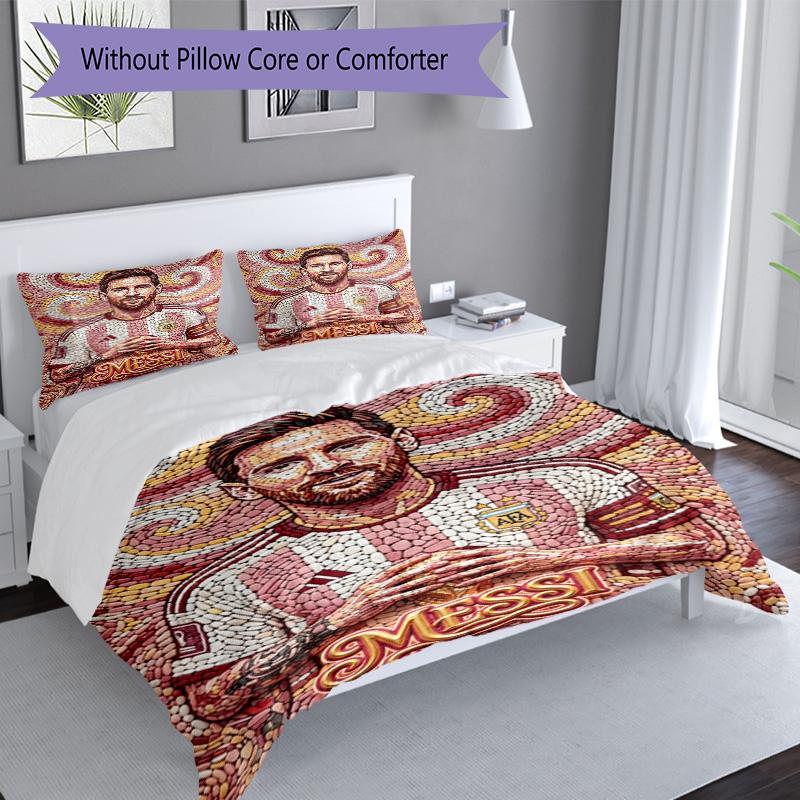 Messi Lionel Messi Football Legend Personalized Name Bedding Set,Soft Bed Linen for Bedroom Home Decoration,Perfect Gift for Football Fans,Breathable